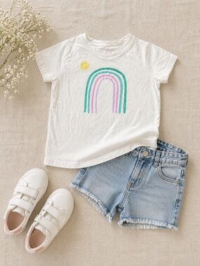 Tea Collection Rainbow Graphic Tee Size 14 Girls Colorful Summer Shirt